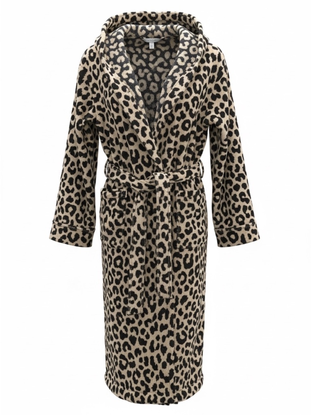 Leopard Print Plush Robe in Beige & Black